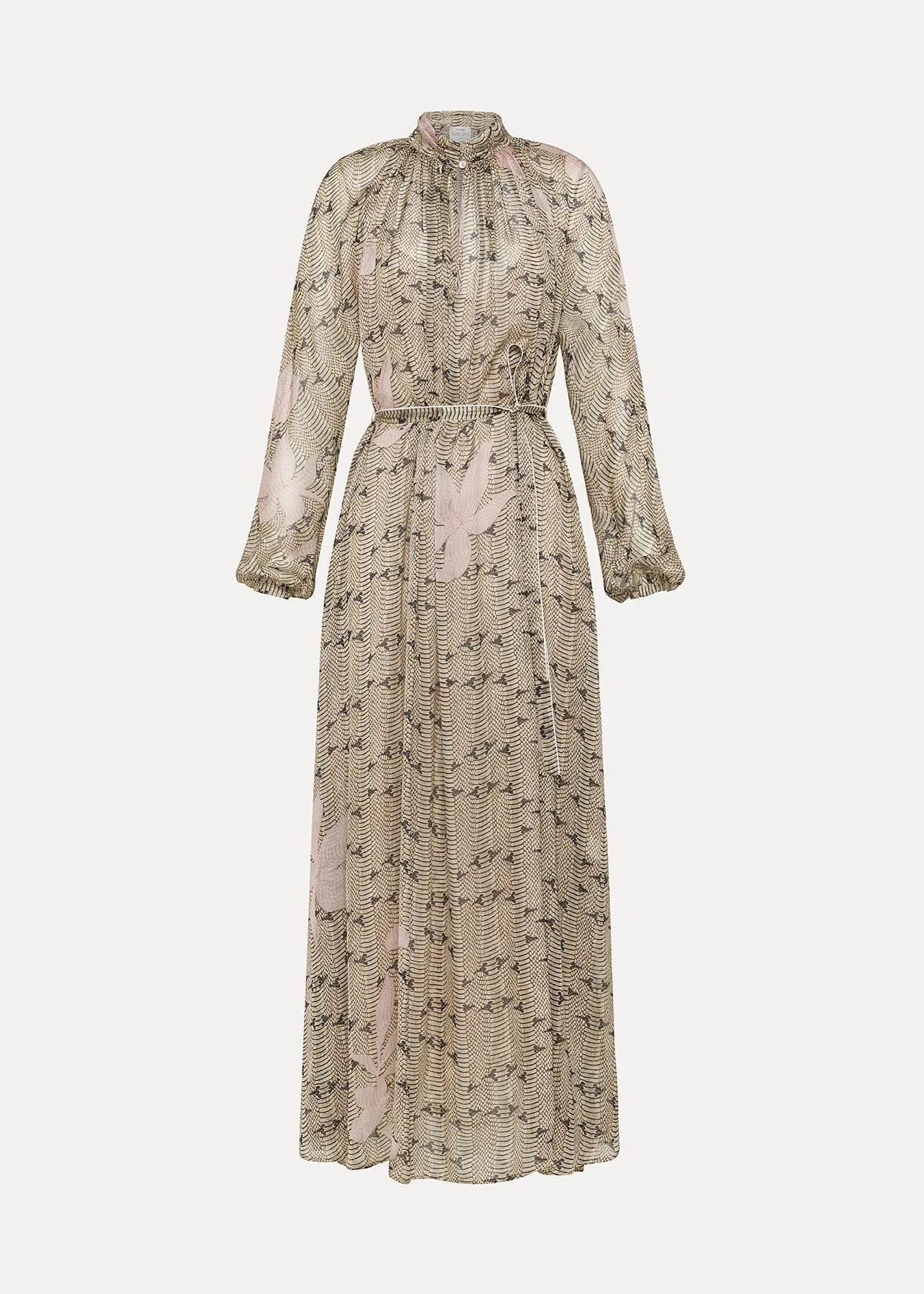 "DUNE LILY" PRINT CHIFFON SILK DRESS