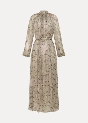 "DUNE LILY" PRINT CHIFFON SILK DRESS