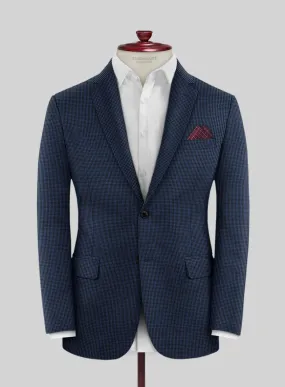 Scabal Omiero Houndstooth Blue Wool Jacket