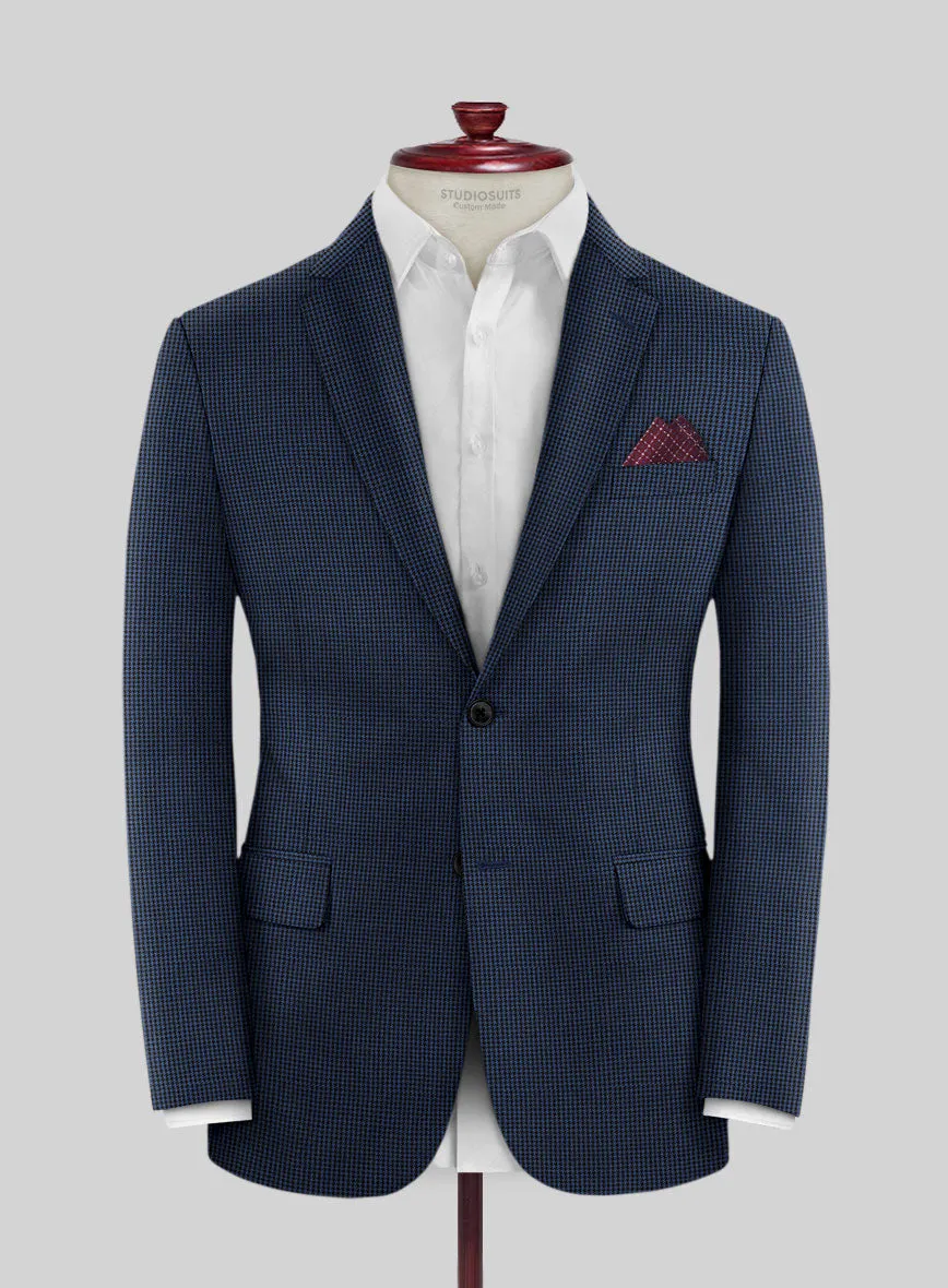 Scabal Omiero Houndstooth Blue Wool Jacket