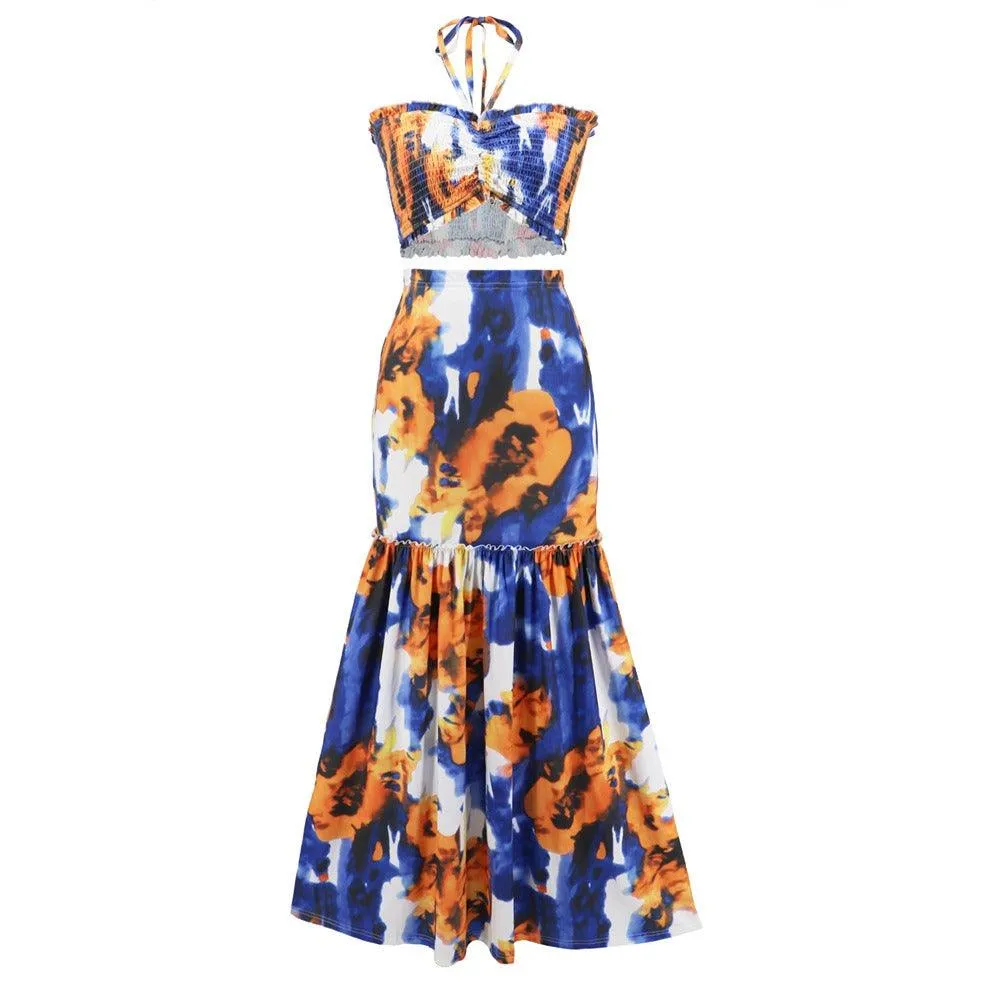 Sexy Bohemian Halter Top Print Dress