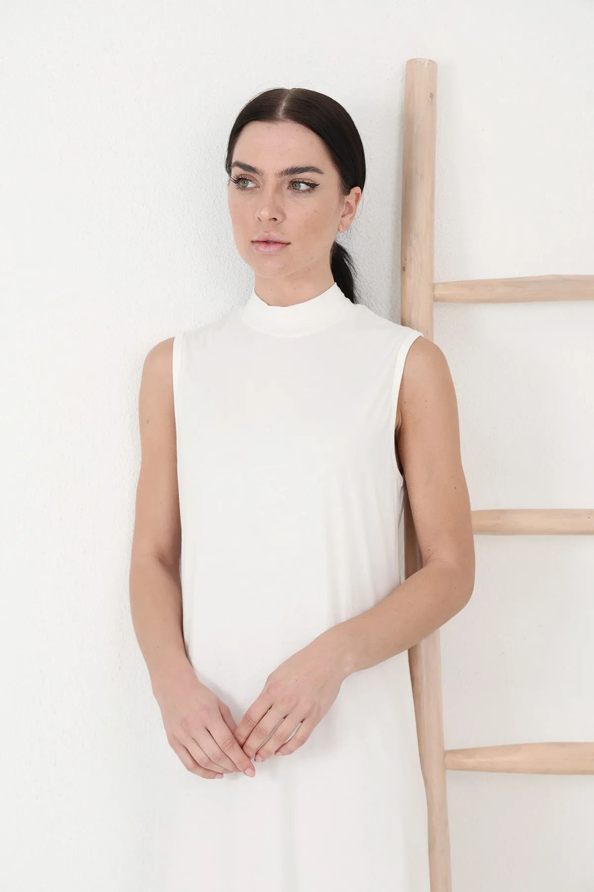 Sleeveless Slip Dress - White