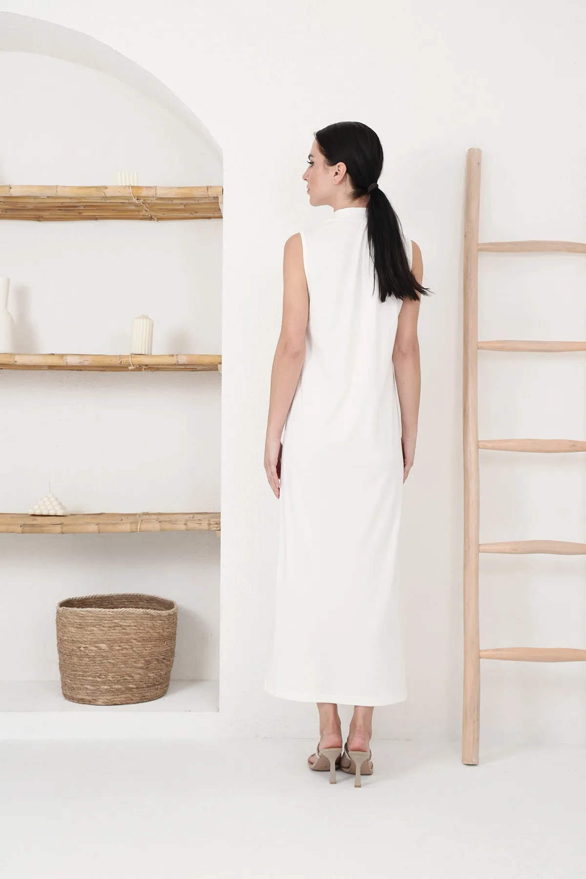 Sleeveless Slip Dress - White