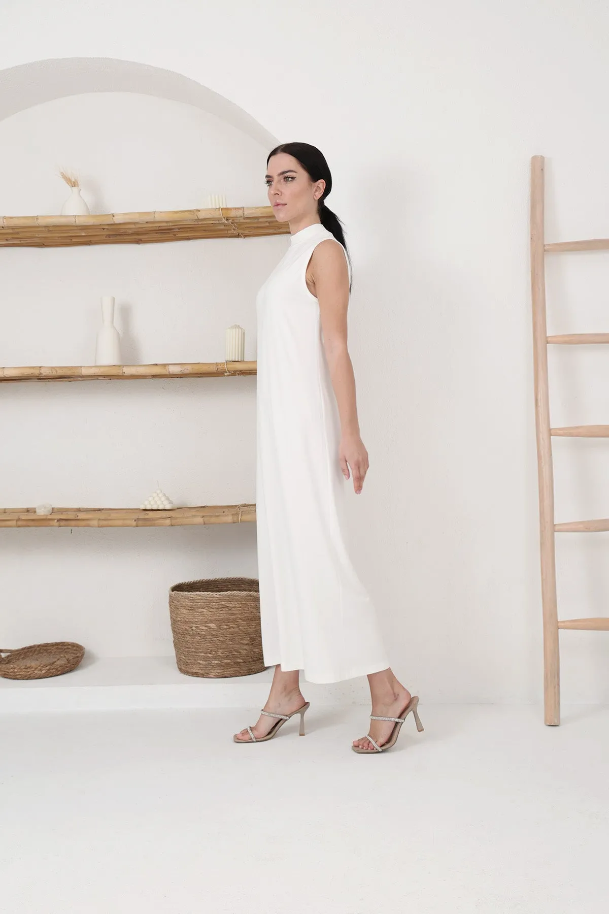 Sleeveless Slip Dress - White