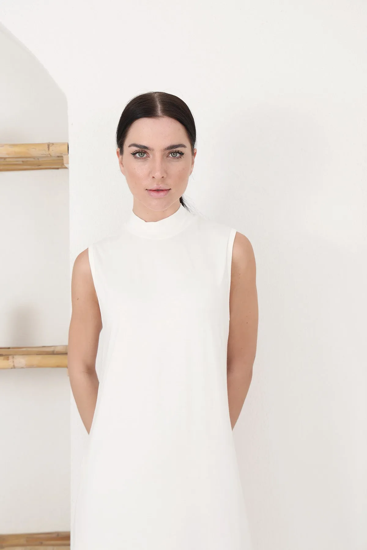Sleeveless Slip Dress - White
