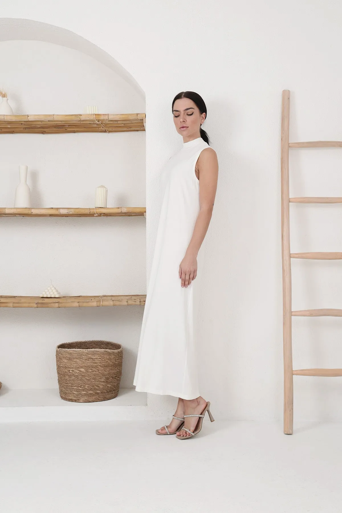 Sleeveless Slip Dress - White