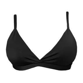Solid Black Brazilian Fixed Triangle Bikini Top