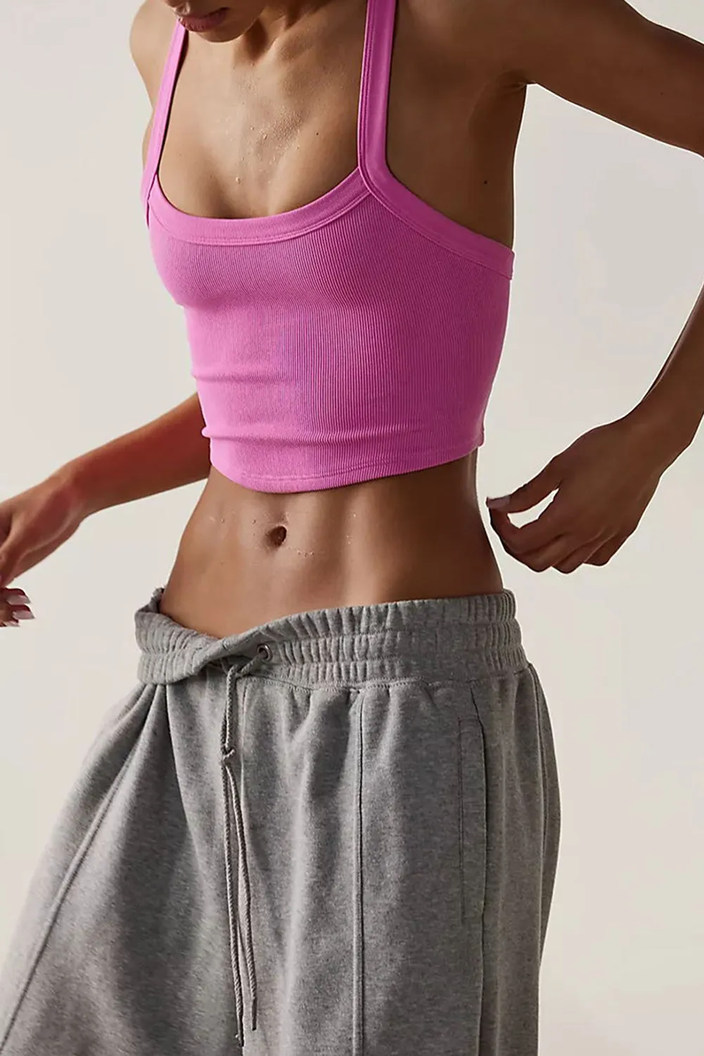 Sports Crop Top Women's Scoop Neck Activewear Tank Top Shirt