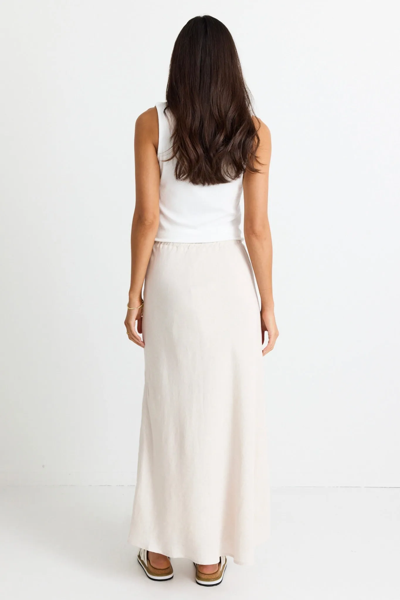 Summit Natural Tie Waist Bias Maxi Skirt