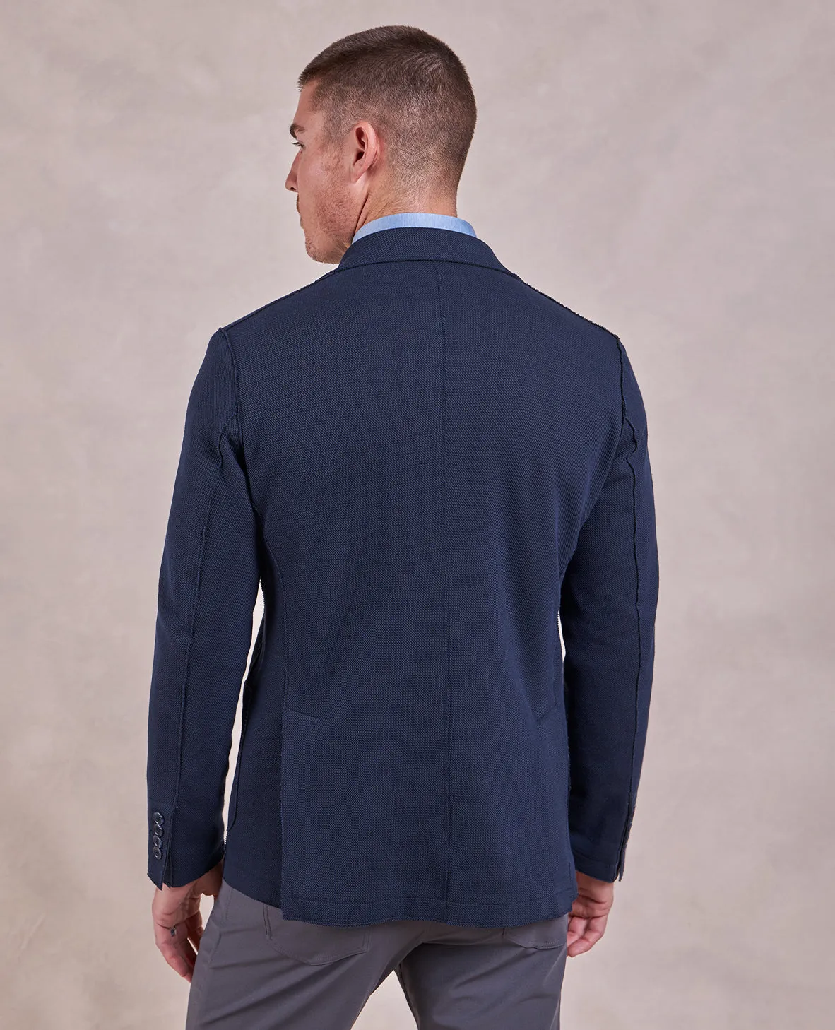 The Luca - Distressed Pique Soft Jacket - Navy