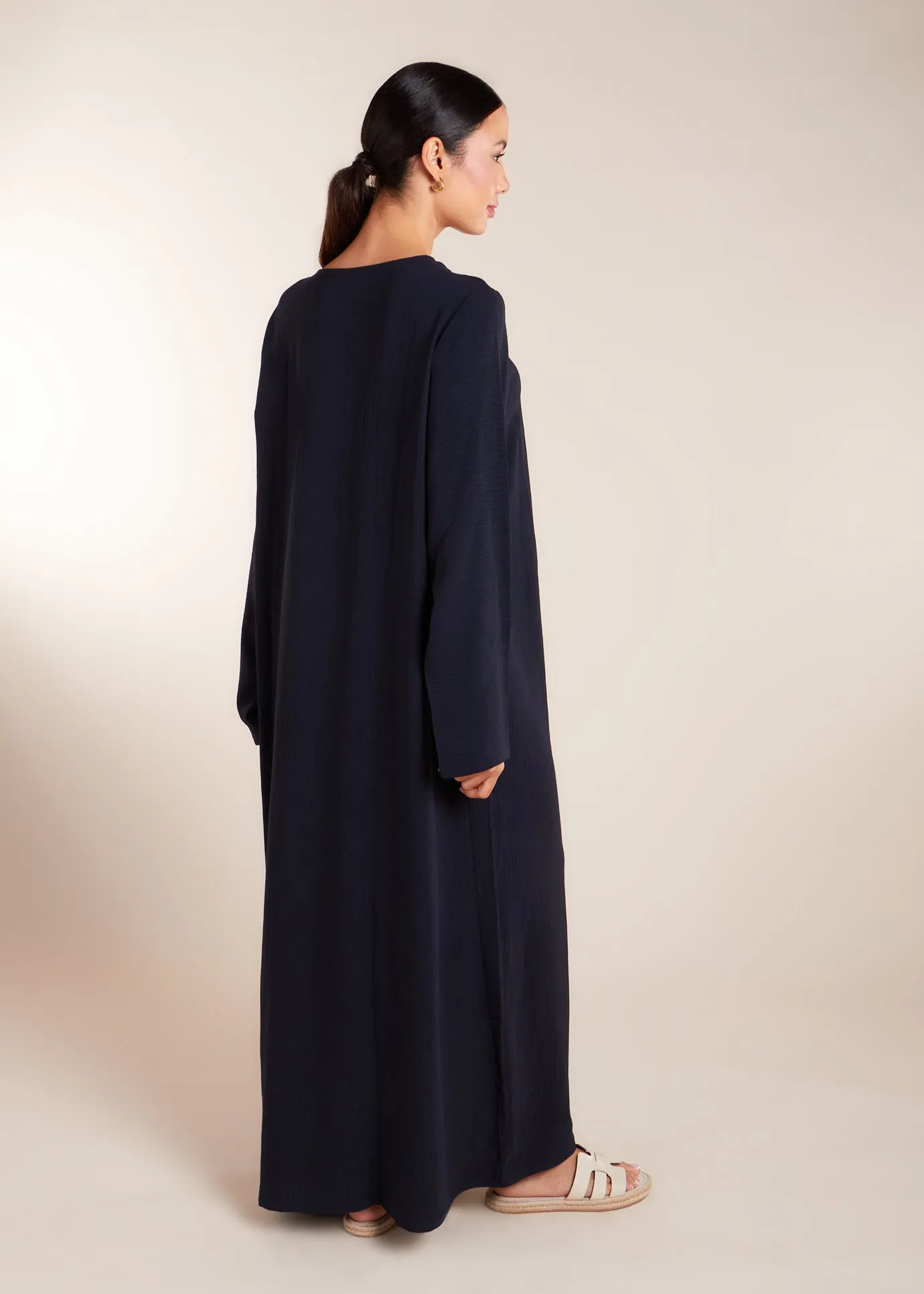 Two Piece Open Abaya with Slip Navy