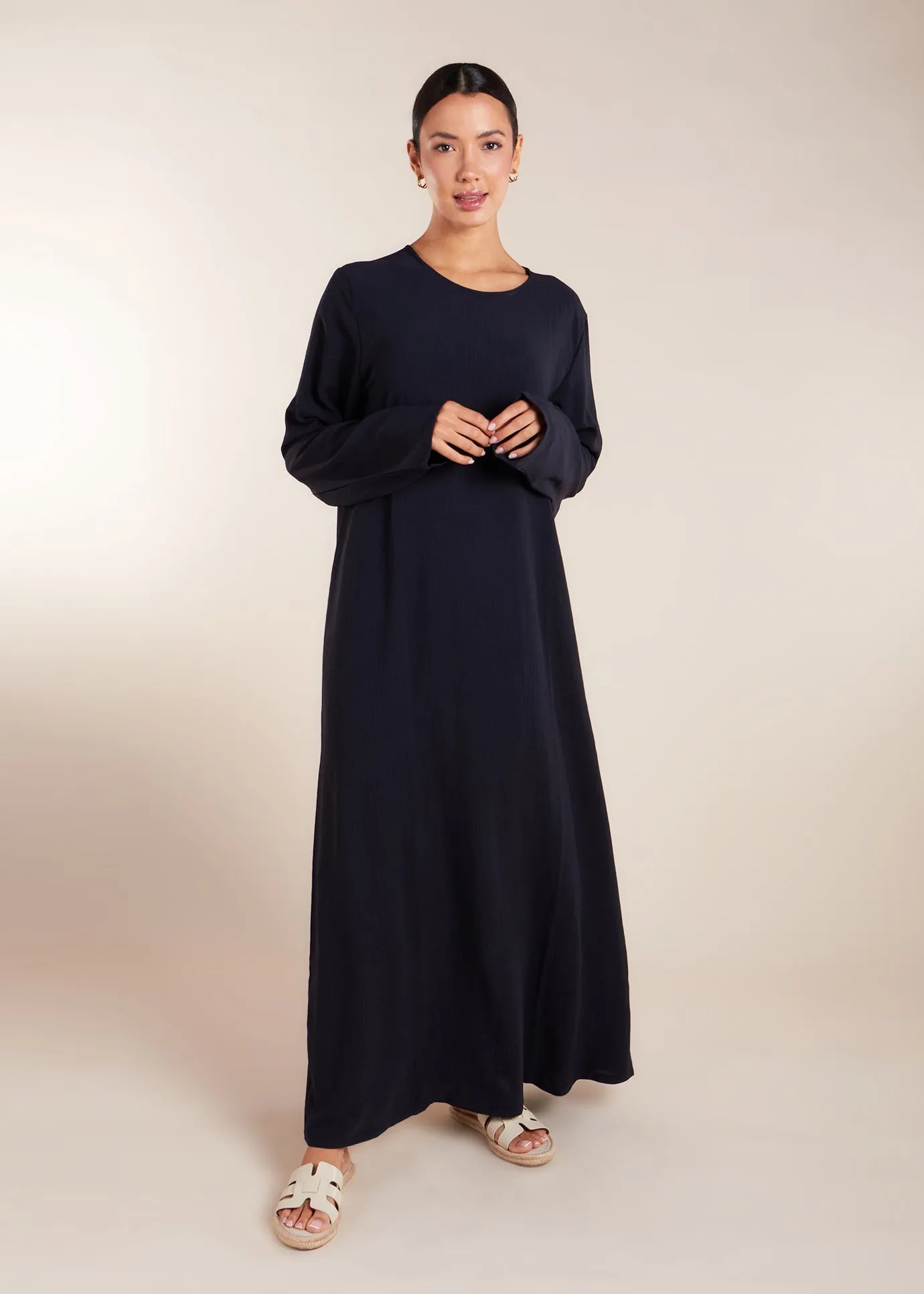 Two Piece Open Abaya with Slip Navy