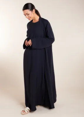 Two Piece Open Abaya with Slip Navy