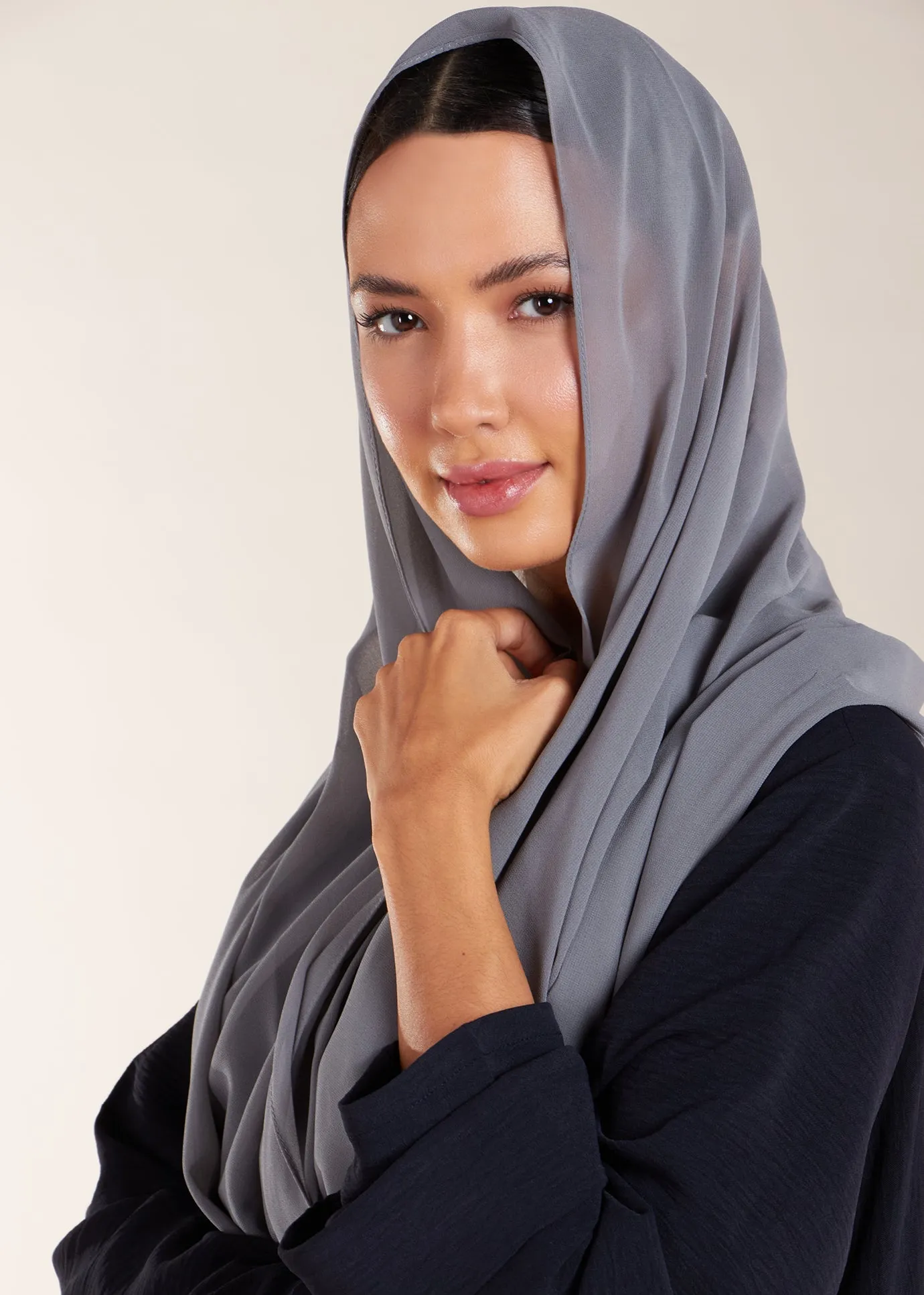 Two Piece Open Abaya with Slip Navy