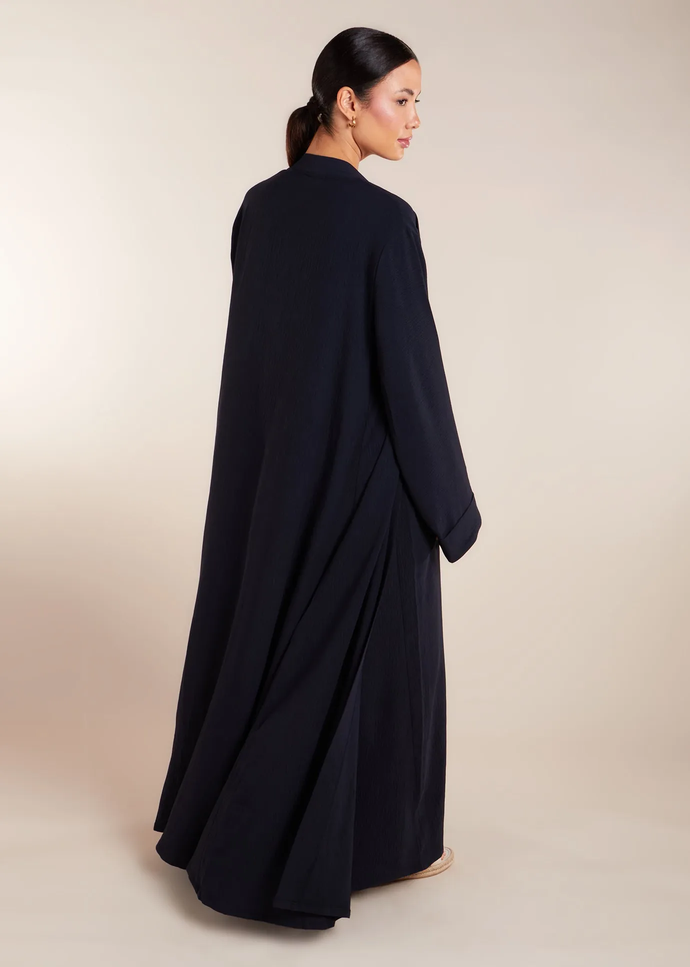 Two Piece Open Abaya with Slip Navy