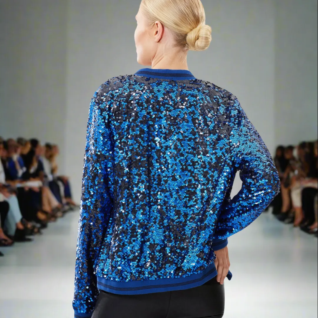 Two Tone Sequin Bomber Jacket