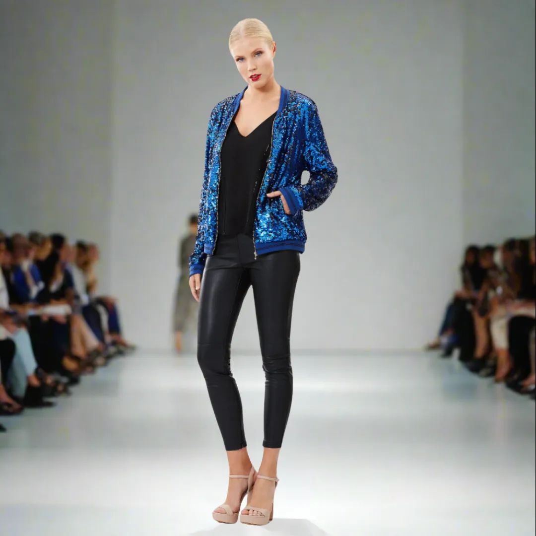 Two Tone Sequin Bomber Jacket