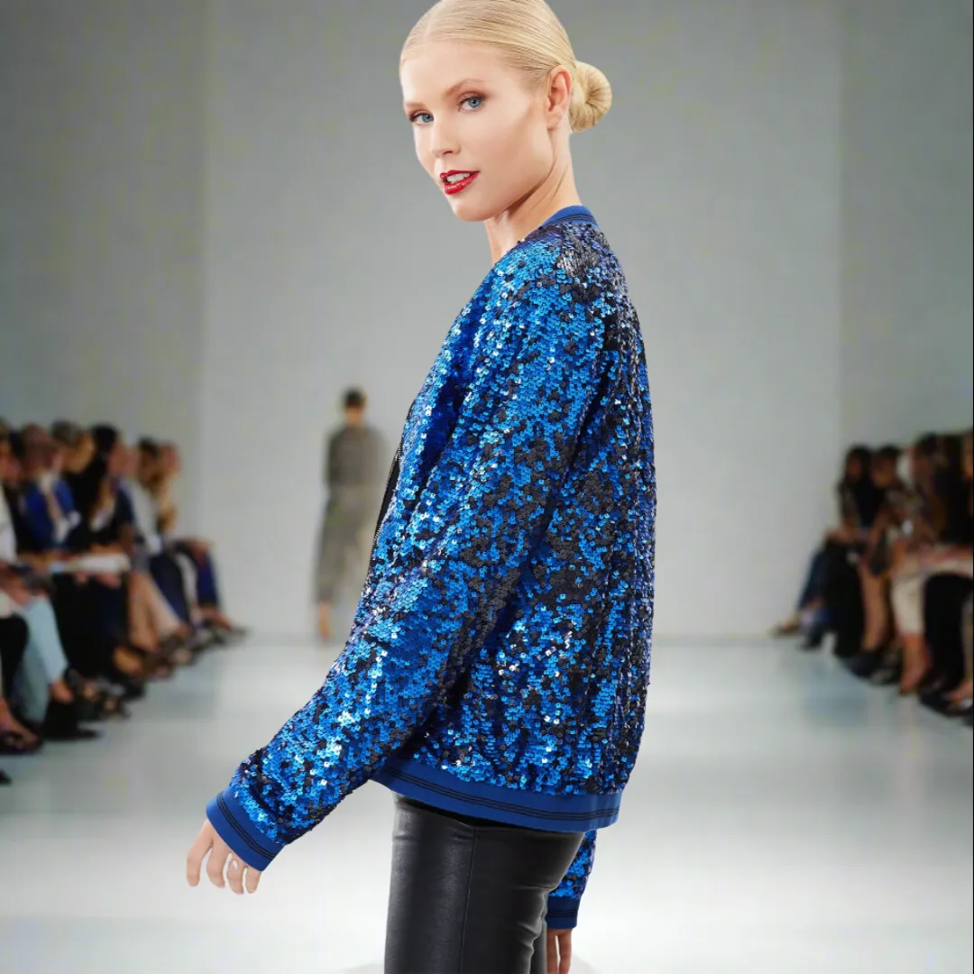 Two Tone Sequin Bomber Jacket