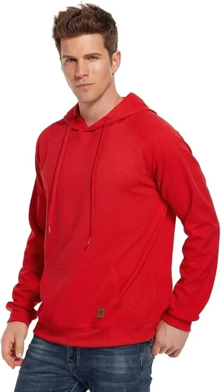 VICT POPU Hoodies For Men UK Jumpers Pullover Hooded Sweatshirts Plaid Jacquard Long Sleeve Drawstring Work Hipster Casual Hoodie