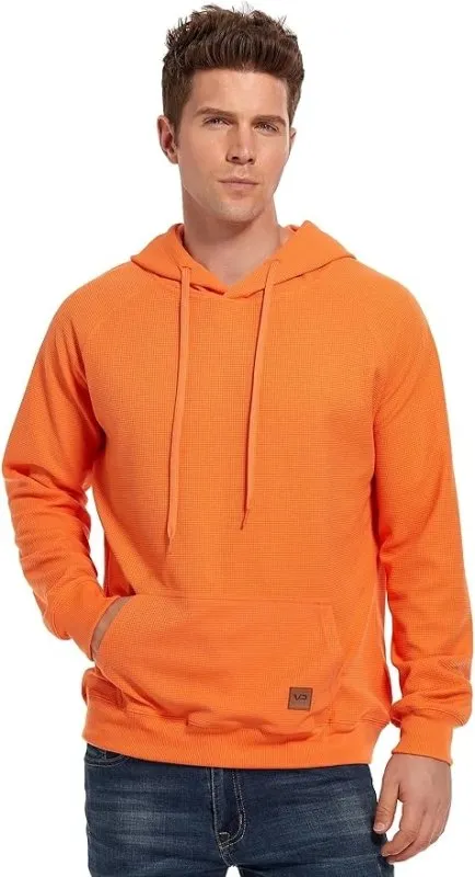 VICT POPU Hoodies For Men UK Jumpers Pullover Hooded Sweatshirts Plaid Jacquard Long Sleeve Drawstring Work Hipster Casual Hoodie