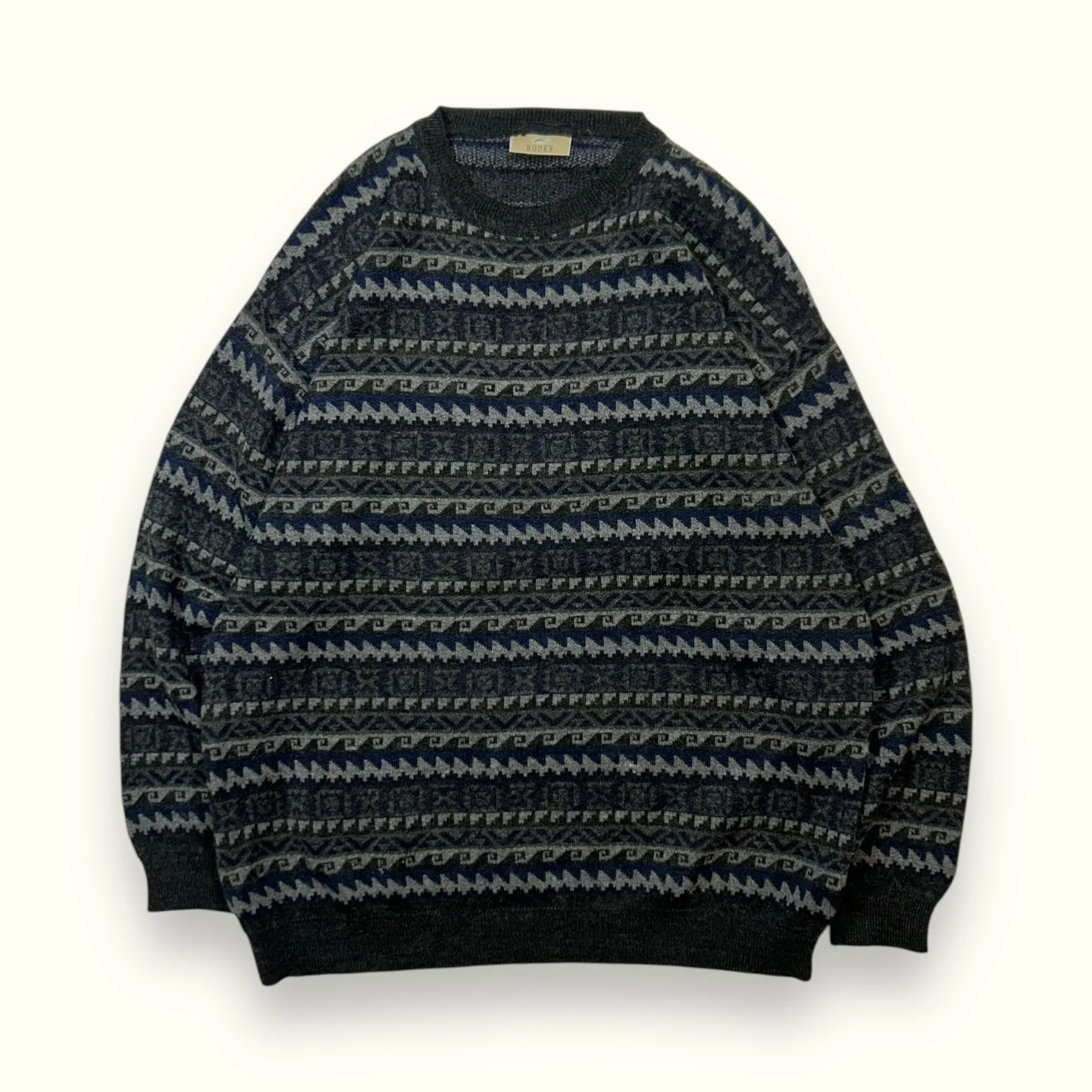 Vintage abstract grandad knit sweater (XL)
