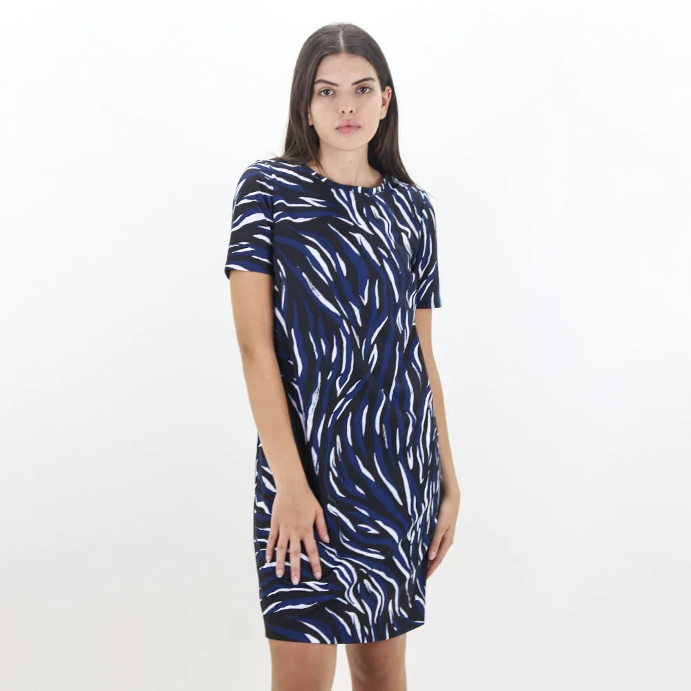 Women's Printed Casual Dress,Navy/Black